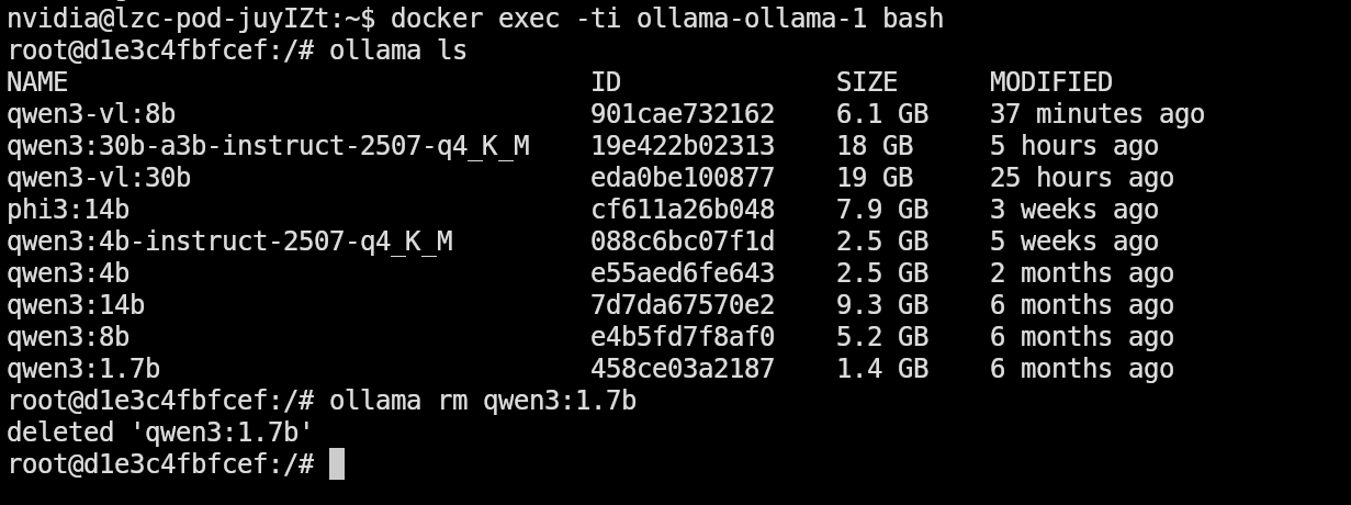 ollama cli delete model